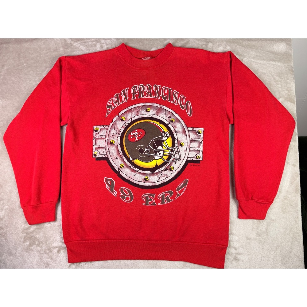 Vintage San Francisco 49ers Size Large Football Helmet‎ Graphic Red Sweatshirt